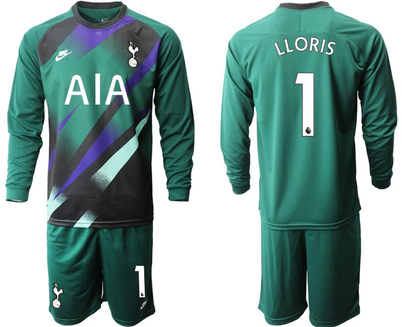 Men 2019-2020 club Tottenham Hotspur Dark green long sleeve goalkeeper #1 Soccer Jerseys->tottenham jersey->Soccer Club Jersey